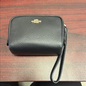 Coach Pebbled Black Wristlet